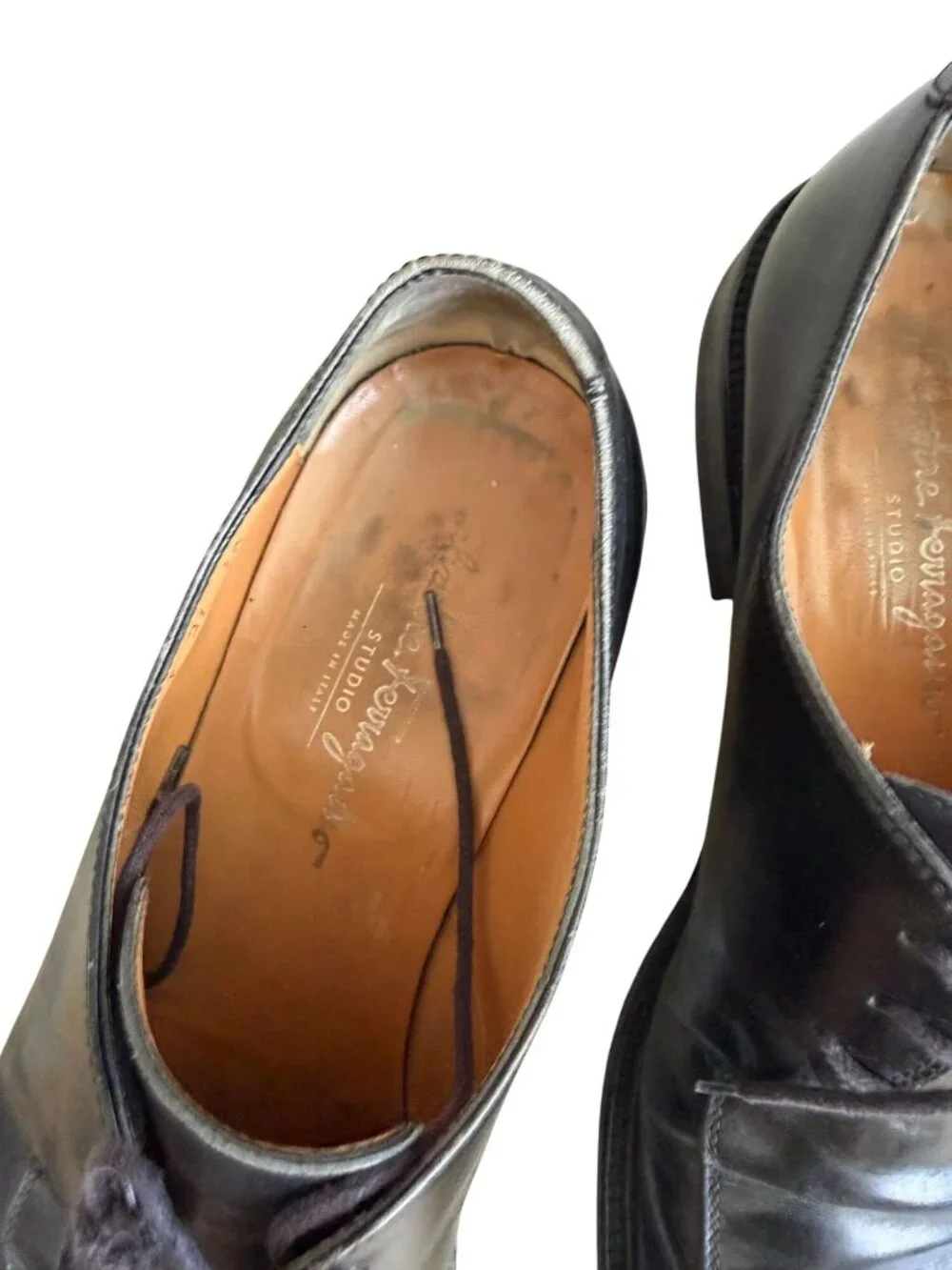 SALVATORE FERRAGAMO Men’s Black Leather Lace Up Dress Shoes Size 10